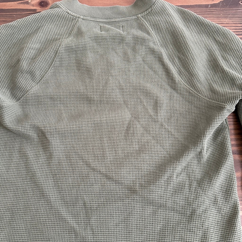 Madewell Green Waffle Knit Henley Long Sleeve Top Women’s Size S - Picture 5 of 8